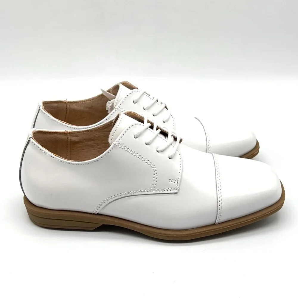 Florsheim Kids Boys Size 1 Reveal CP‎ White Leather Oxfords Oxford Dress Shoes